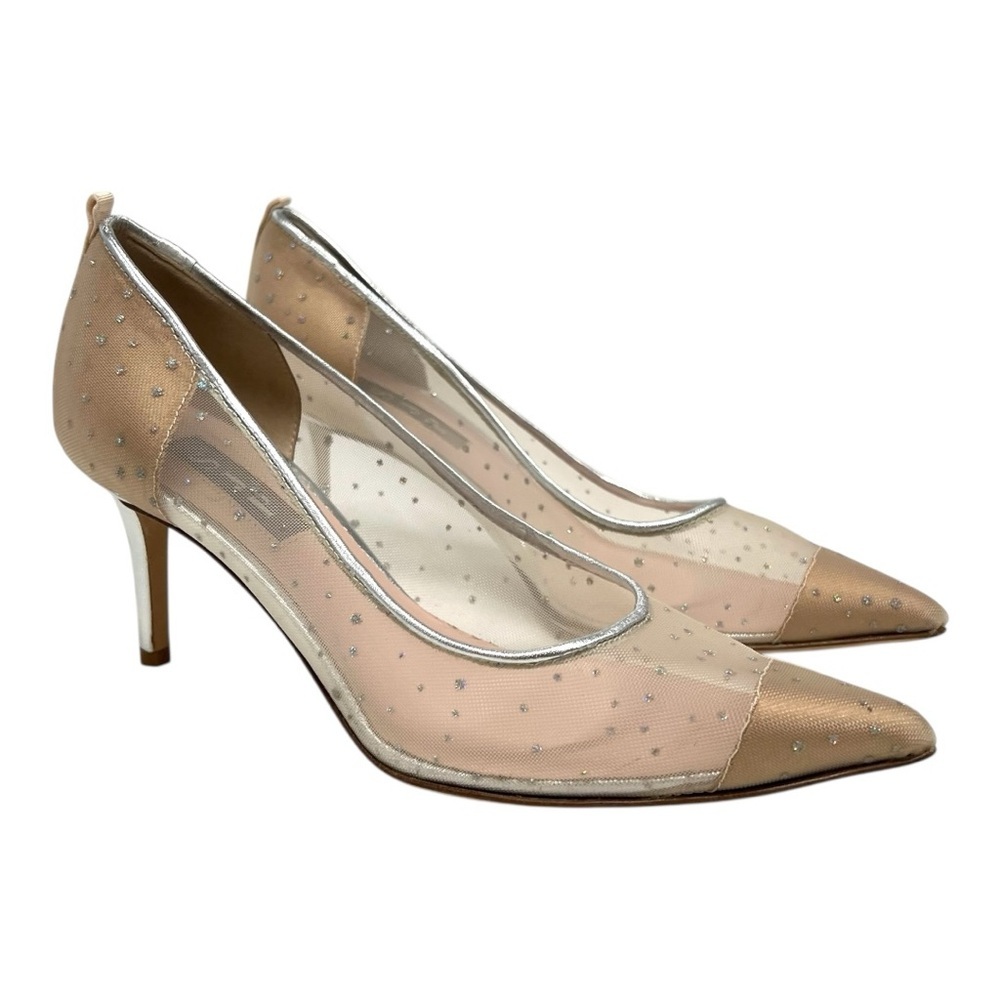 SJP Sarah Jessica Parker Glass 70mm Glitter Dot Mesh Stiletto Heels Women’s 36.5